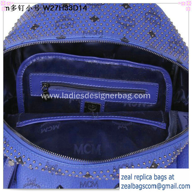 High Quality Replica MCM Small Stark Front Studs Backpack MC4237S Blue - Click Image to Close